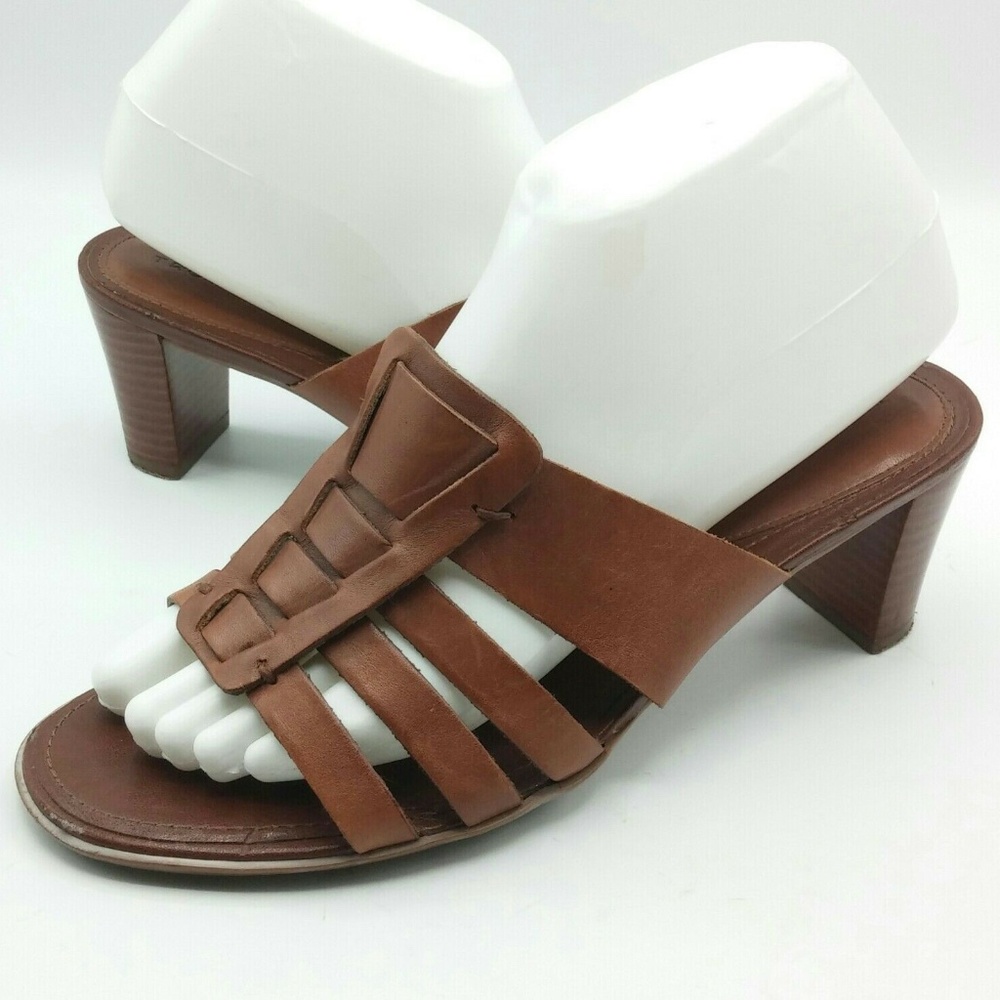 Trotters 7.5 Wide Brown Sandal Mule Pumps Open Toe